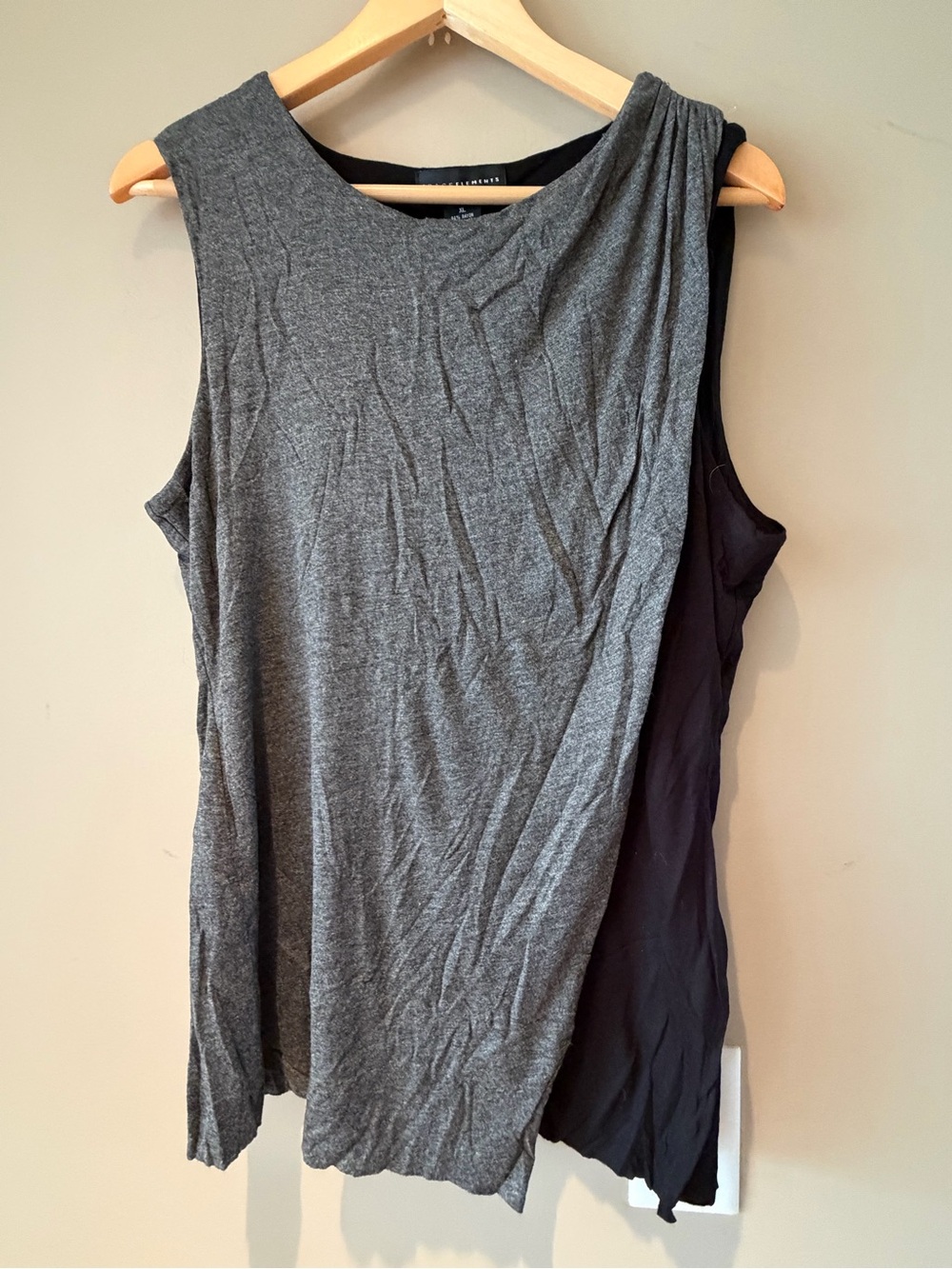 Grace Elements Dual-Layer Sleeveless Top in Gray and Black XL NWT